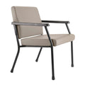 Buro Concord heavy-duty utility chair with black steel frame, padded seat and back in beige, and easy-clean arm caps
