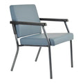 Buro Concord heavy-duty utility chair with steel frame, padded seat and back in blue, and easy-clean arm caps