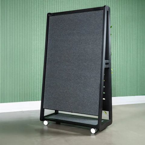 Etch mobile pinboard in sleek black birch plywood finish for flexible office use