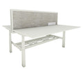 Freedom back-to-back height adjustable office workstations in white with sit-stand function and cable management system