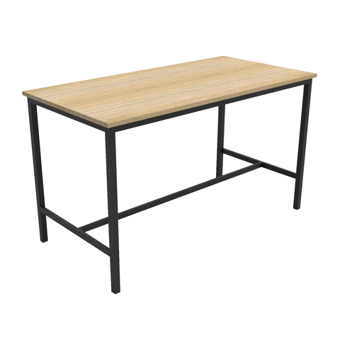 High bar table frame with black satin tube legs and wooden top 