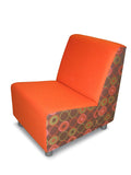 Laygo Wedge dual color modular single unit with an angled seat and backrest, featuring chrome feet