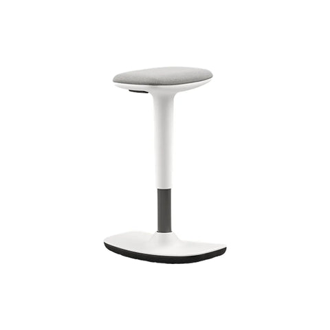 Leo white adjustable stool with grey cushion, extra-wide seat, and anti-slip base for modern spaces