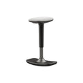 Leo black adjustable stool with grey cushion, extra-wide seat, and anti-slip base for modern spaces