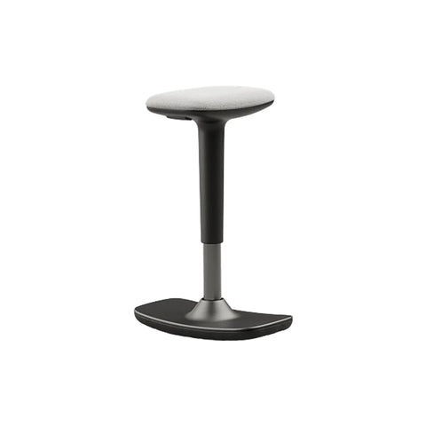 Leo black adjustable stool with grey cushion, extra-wide seat, and anti-slip base for modern spaces