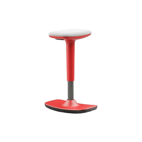 Leo red adjustable stool with grey cushion, extra-wide seat, and anti-slip base for modern spaces