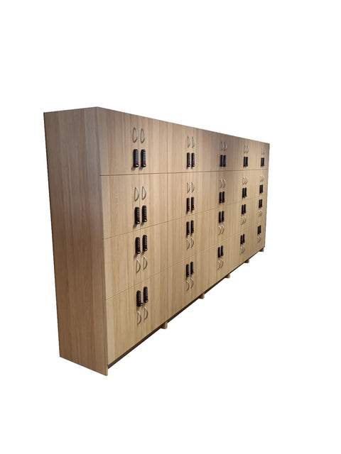 Custom wooden lockers with pin code locks