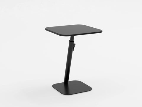 Marco Polo adjustable laptop table in black with angled pole and steel panel base