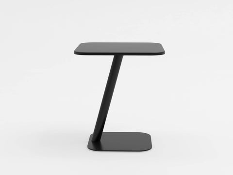 Marco Polo adjustable laptop table in black with angled pole and steel panel base