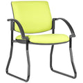 Maxi yellow upholstered visitor chair with black sled base and armrests.