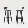 Two Okidoki Too High Stool in black timber finish, aluminium framework, and four-sided footrest