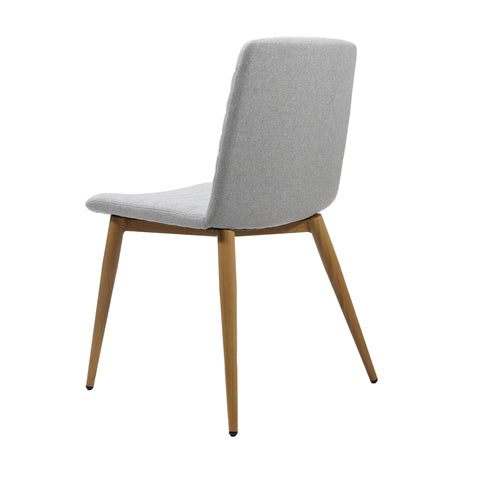 Pixel 4 Leg Chair upholstered in grey fabric with ribbed stitching detail and timber-look ash finish 4-leg base