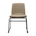 Pixel Sled base chair in beige PU leather with ribbed stitching detail and black sled base 