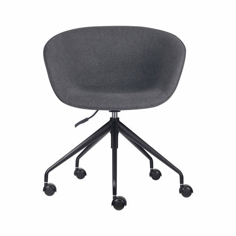 Pixel Tub Chair in Charcoal or Olive fabric with ribbed stitching, 5-star base, and gas lift for adjustable comfort.