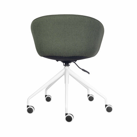 Pixel Tub Chair in Charcoal or Olive fabric with ribbed stitching, 5-star base, and gas lift for adjustable comfort.