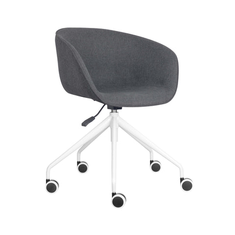 Pixel Tub Chair in Charcoal or Olive fabric with ribbed stitching, 5-star base, and gas lift for adjustable comfort.
