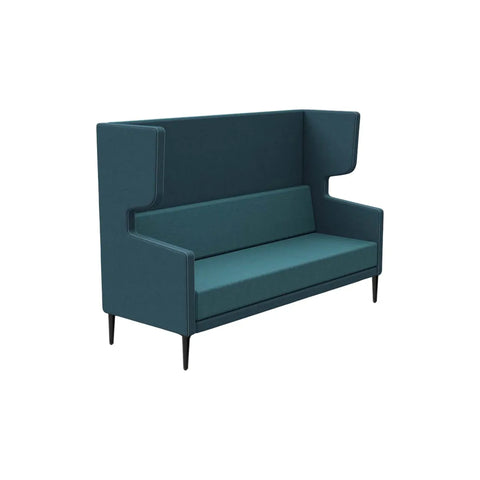 Quiet 75 three-seat wing lounge sofa with fixed foam cushioning and black alloy legs, perfect for collaborative and casual spaces