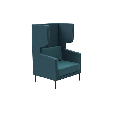Quiet 75 single-seat wing lounge sofa with fixed foam cushioning and black alloy legs, perfect for collaborative and casual spaces