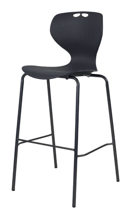 Roswell stool in charcoal polypropylene seat shell, lumbar support, and modern design for multipurpose seating