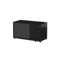 Black Trimline Mobile Caddy with a Tambour side door, 3 drawers and lockable castors