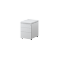 White Trimline Mobile Pedestal with three drawers, lockable castors and key lock