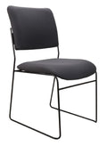 Vista visitor chair with solid black rod frame and black antibacterial fabric upholstery for modern office seating