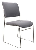 Vista visitor chair with polished chrome rod frame and gray antibacterial fabric upholstery for modern office seating.