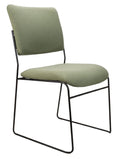 Vista visitor chair with solid black rod frame and olive antibacterial fabric upholstery for modern office seating.
