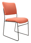 Vista visitor chair with solid black rod frame and rust antibacterial fabric upholstery for modern office seating.