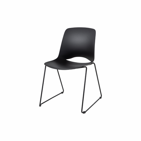 Vista Glide chair in black polypropylene shell, durable design, and modern style for office or training rooms