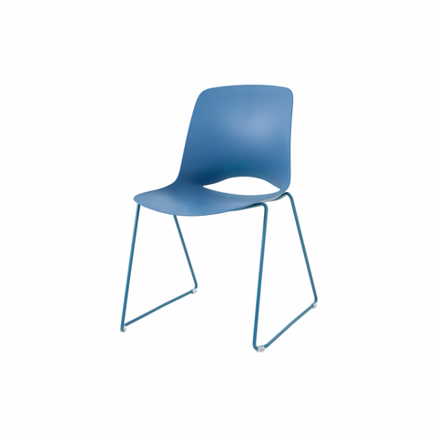 Vista Glide chair in blue polypropylene shell, durable design, and modern style for office or training rooms