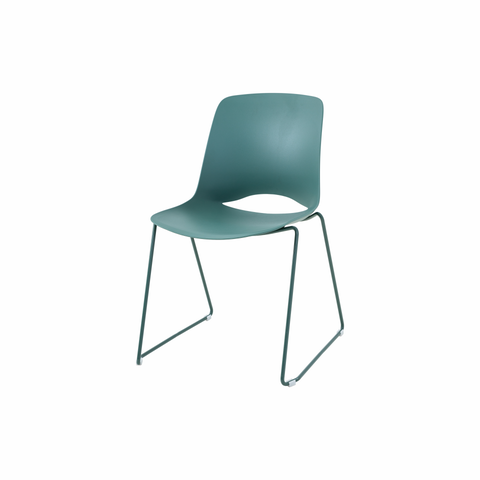 Vista Glide chair in green polypropylene shell, durable design, and modern style for office or training rooms