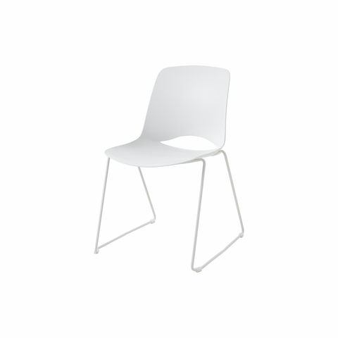 Vista Glide chair in white polypropylene shell, durable design, and modern style for office or training rooms