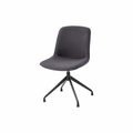 Vista Pivot Chair in charcoal upholstered fabric with contoured seat and back, four fixed pivoting legs, and 360-degree rotation