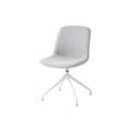 Vista Pivot Chair in silver upholstered fabric with contoured seat and back, four fixed pivoting legs, and 360-degree rotation