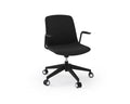 Vista Swivel Chair in black upholstered fabric with contoured seat, ergonomic armrests, and sturdy 5-star castor base