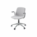 Vista Swivel Chair in silver upholstered fabric with contoured seat, ergonomic armrests, and sturdy 5-star castor base