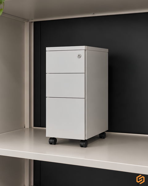 Slimline Mobile Pedestal | Narrow Storage & Seating