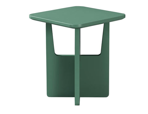 Green MDF square side table with structured design, compact and modern for residential or commercial interiors.