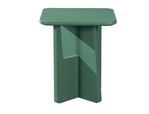 Green MDF square side table with structured design, compact and modern for residential or commercial interiors.