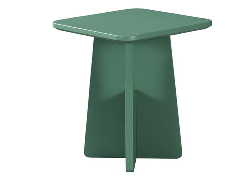 Green MDF square side table with structured design, compact and modern for residential or commercial interiors.