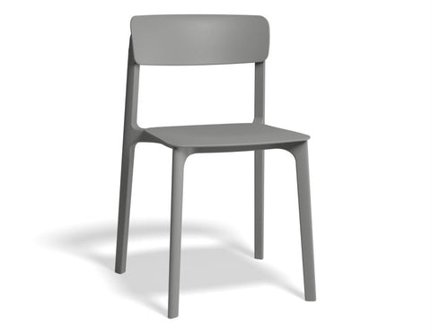 Grey polypropylene Notion Chair with neutral finish and modern contours, stackable and weather-resistant.