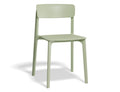 Mint green polypropylene Notion Chair with sleek, minimalist design, weather-resistant and stackable for versatile use.