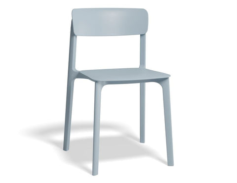 Pale blue polypropylene Notion Chair with soft pastel tone, stackable and ideal for indoor or outdoor commercial settings.