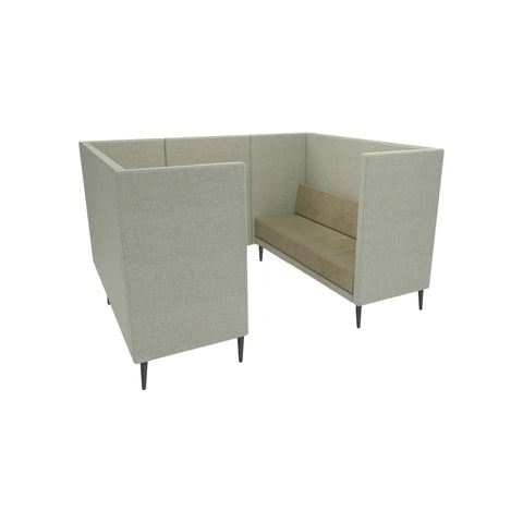 Quiet 75 High Back Booth with black alloy legs and acoustic foam, shown in Adelaide office breakout area