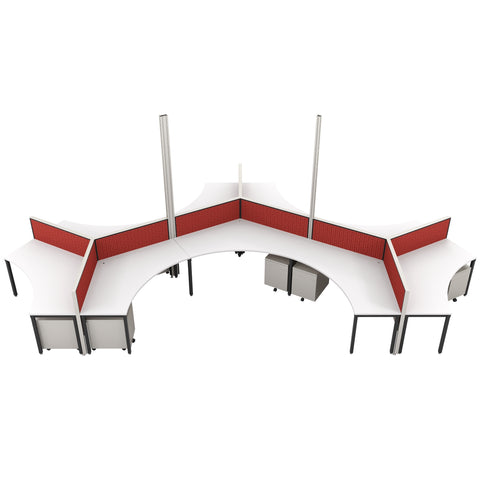 top view of an office workspace setup featuring Aero 55 Screen System 