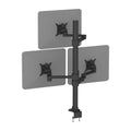 A triple monitor arm made of aluminium and plastic, in black 