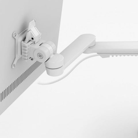 Close up of C. ME Triple Monitor Arm in white