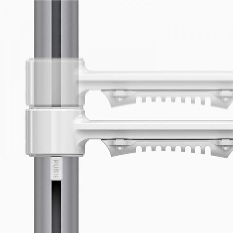 Close up of C. ME Triple Monitor Arm in silver
