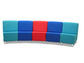 Laygo separate wedge pieces locked together to make a curved line of seating.